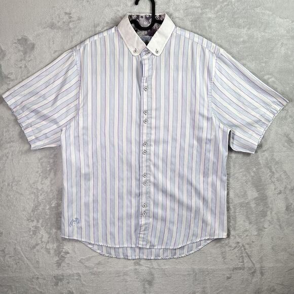 Design Inspired by the Art of John Lennon Shirt Men's XL White/Blue Striped - Picture 1 of 16
